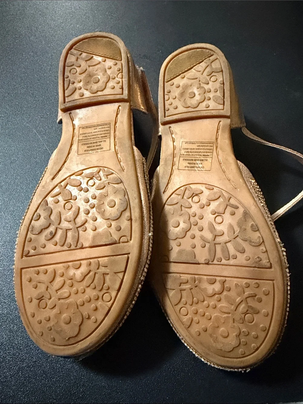 Chinese Laundry Kids Gold Glitter Strap Flats